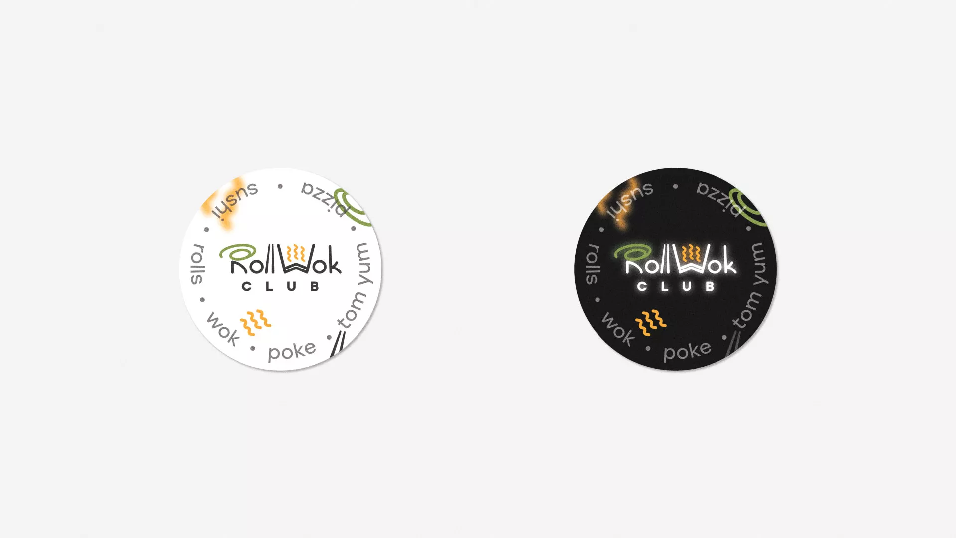 Разработка наклеек для суши-бара «Roll Wok Club» в Тейково