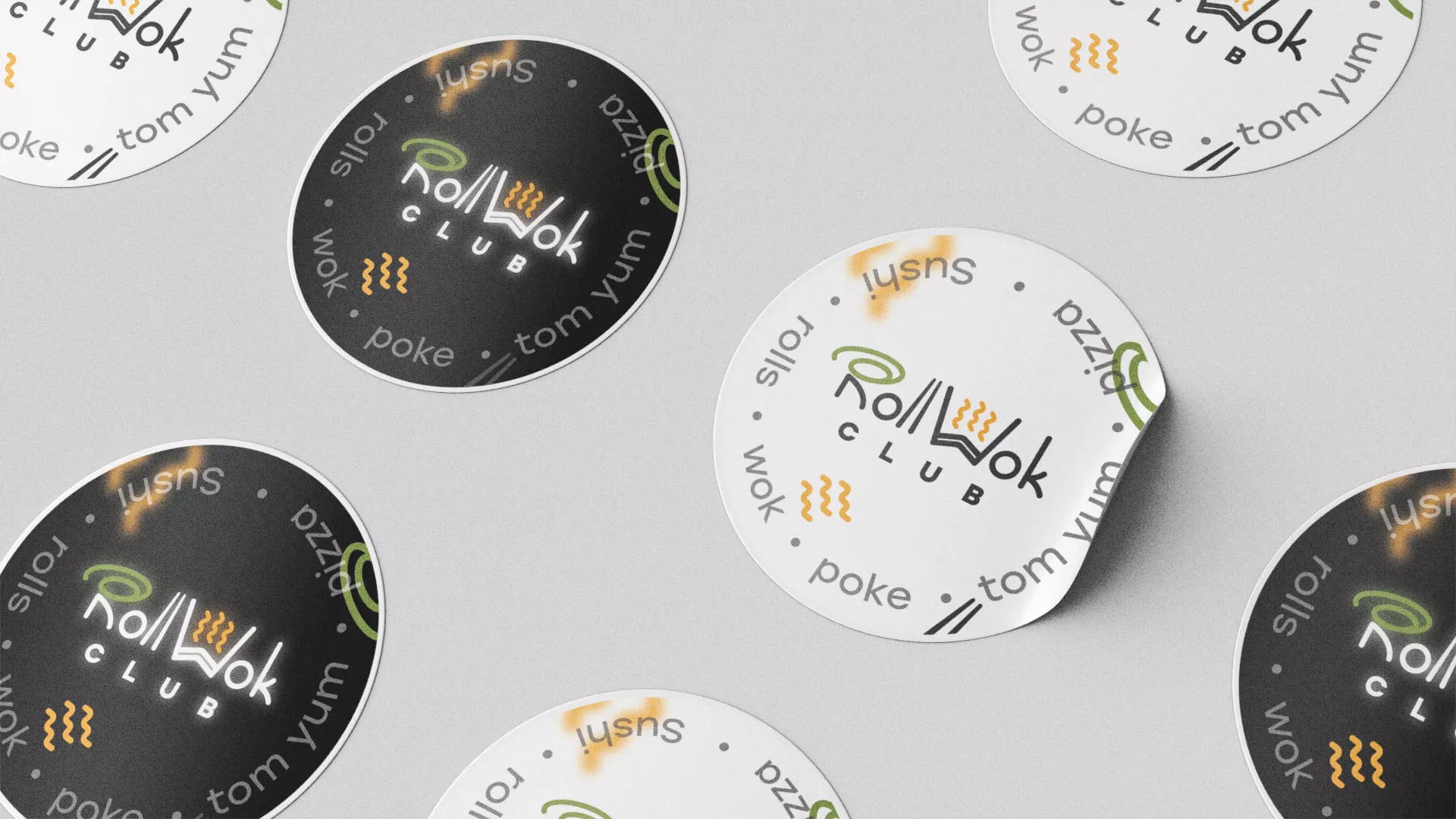 Разработка наклеек для суши-бара «Roll Wok Club» в Тейково